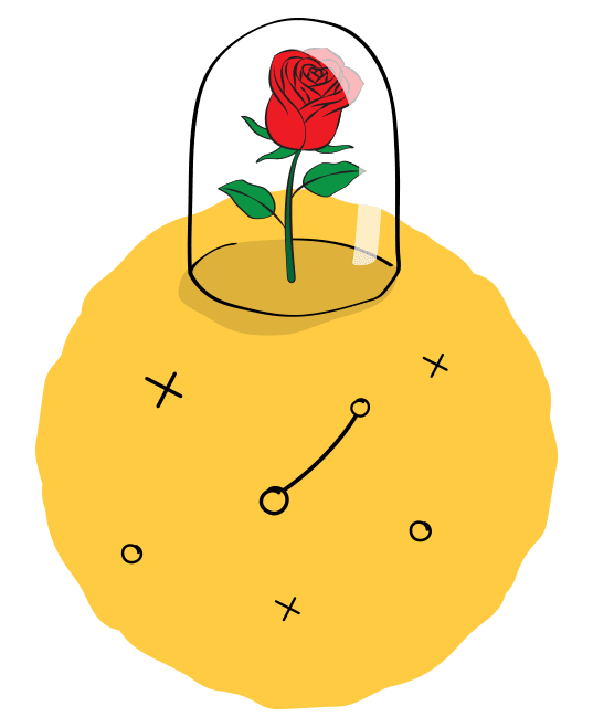 Serviços completos de terapia infantil em Gondomar Rosa dentro de uma redoma de vidro, num asteróide amarelo, como no livro "O Principezinho", de Saint-Éxupery.